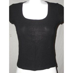 Central Park West Womens Black Sweater Short Sleeve Scoop Neck Size Medium